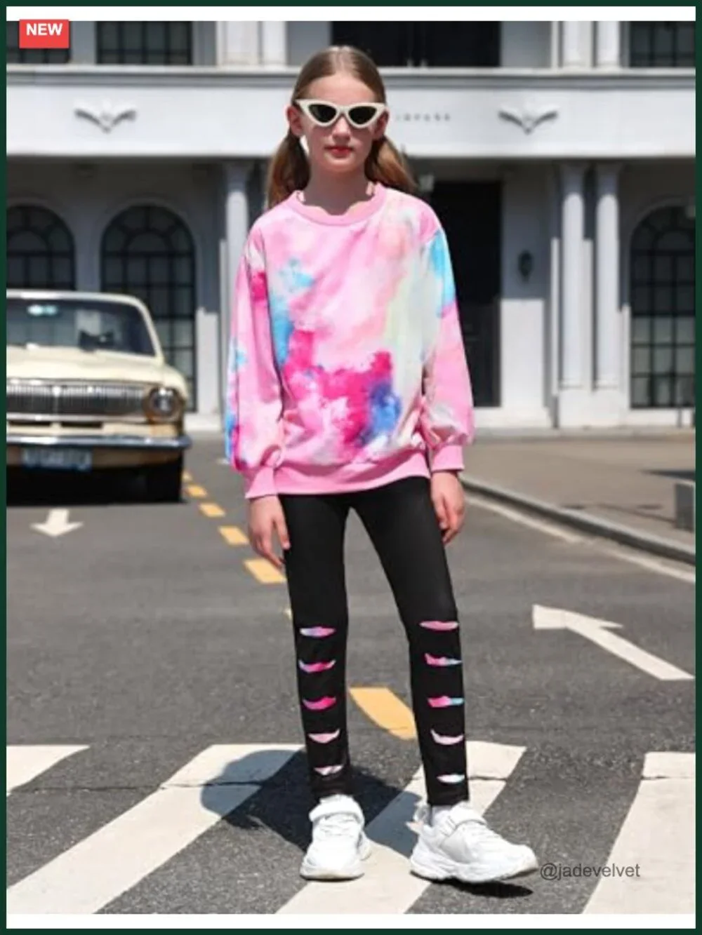 Girls Tie Dye Sweatshirt and Leggings 2 Piece Set Fall Winter Outfit